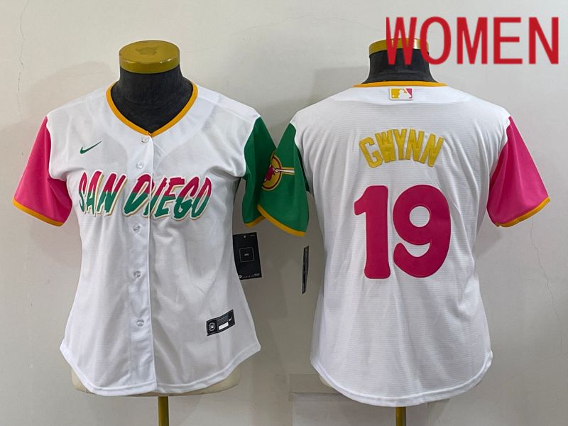 Women San Diego Padres #19 Gwynn White City Edition Nike 2022 MLB Jerseys->youth mlb jersey->Youth Jersey